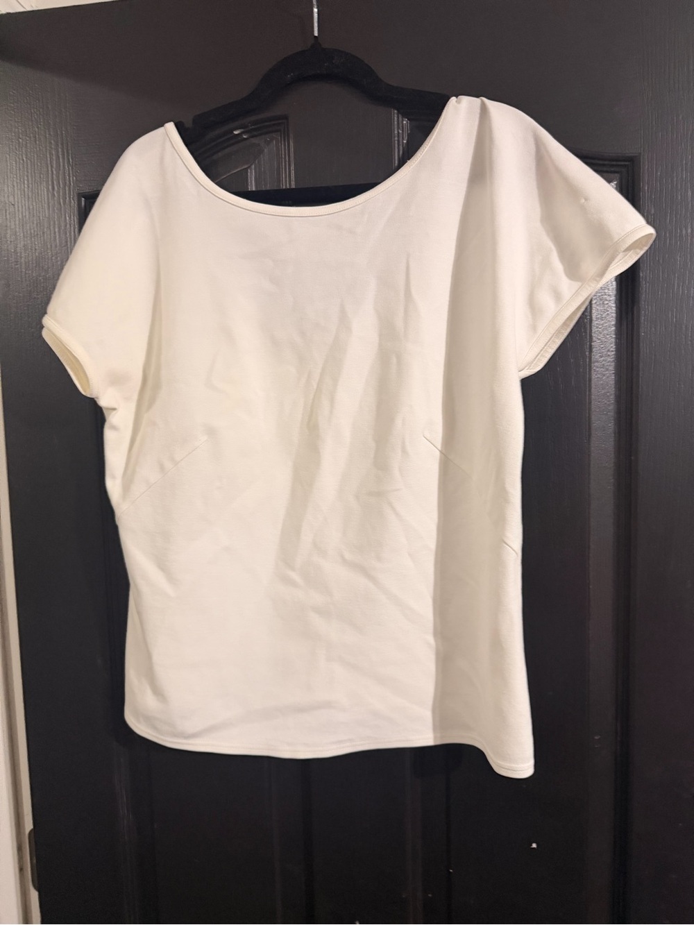 Akris Punto Cream Short Sleeve Scoop Neck Top